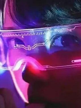 Futuristic AR LED Visor Glasses - Pink & Green Accent